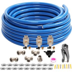 3/4"×50FT Compressed Air Line Kit,HDPE-Aluminum-HDPE Piping,Includes 1×Right Angle Fittings and 1×Tee Fittings,Leak Proof&Easy to Install Garage Air Line Kit,Shop Air Line Kit