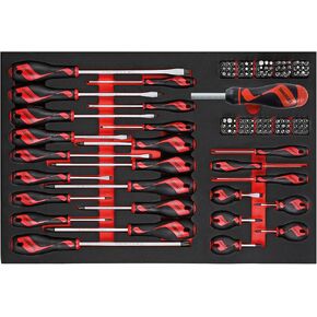 Teng Tools 122 Piece Flat, PH, PZ & Hex Type Screwdriver Set In Precision EVA Foam Tray - TTEMD122N, Silver