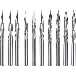 HUHAO دوامة النقش باستخدام الحاسب الآلي راوتر بت أدوات قطع الطحن حتى قطع الهرم 2 الناي 30 درجة 0.4 مم قطر طرف 1/8 عرقوب حزمة من 10 in Kuwait