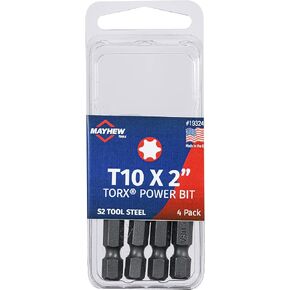 Mayhew Tools 19324-4 USA Torx Power Bit, T10 x 2", 4-Pack