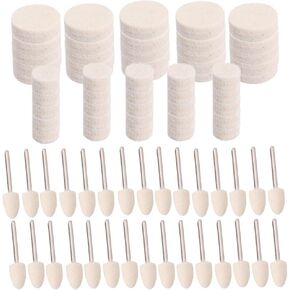 مجموعة عجلات تلميع 100 قطعة، عجلة تلميع من اللباد الصوفي، مجموعة عجلة تلميع صغيرة للساعة والمعادن والمجوهرات والسيراميك والزجاج وما إلى ذلك. in Kuwait