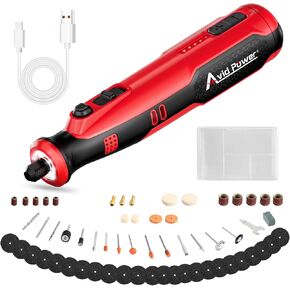 AVID POWER Cordless Rotary Tool 8V Rechargeable Rotary Tool, 4 Front LED Lights, 5 Speeds, 60 Pcs Rotary Tool Accessories for Carving, Engraving, Sanding, Polishing and Cutting