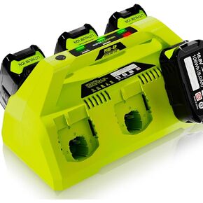 【 Wall-hole】 Replace 6 Port Chrager for P135 P117 Ryobi 18V Lithium-Ion Charger Fast Charge with Power Choose Button,6 LED Indicators