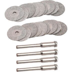20PCS 22mm Diamond Cutting Tool Mini Wheel Circular Saw Blade Gemstones Glass Cutting Disks with Arbor Shafts