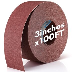 80 Grit Abrasive Sandpaper Roll 3'' x 100 ft Long Roll of Emery Cloth Sand Paper Roll Sanding Belt Aluminum Oxide for Drum Sander Sandpaper Continuous Roll Wood Furniture Wet and Dry Sanding