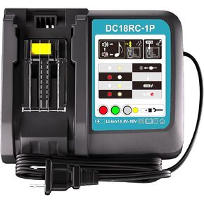 DC18RC Replacement 14.4V-18V Charger for Makita Battery Charger DC18RC DC18RA DC18SD DC18SE, for 14.4V-18V Makita Batteries BL1850 BL1840B BL1820 BL1815 BL1860 BL1430 BL1450 BL1830