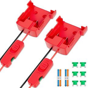 2 Packs Power Wheels Adapter for Milwaukee M18 18v Battery with Fuses & ON/OFF Switch, Power Wheel Battery Converter with Wire Terminals, 14AWG Wire, for Rc Car Toys, Robotics, Rc Truck, DIY use