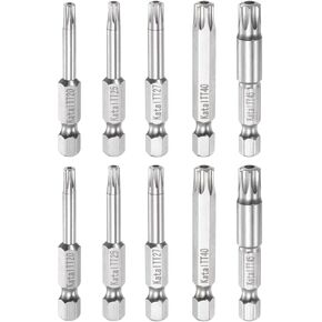 10pcs TT20-TT45 Magnetic Security Star 7 Point Screwdriver Bit 1/4" Hex Shank 2" Length