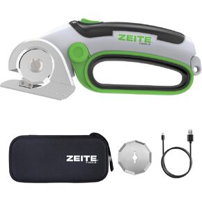 4V Cordless Electric Scissors Cardboard Cutter with 1 x Replace Blade,1 x Storage Box,1 x USB Rechargeable Cable Rotary Cutter for Box Plastic Carpet Cloth, Easy to Hold and Safety,Gray