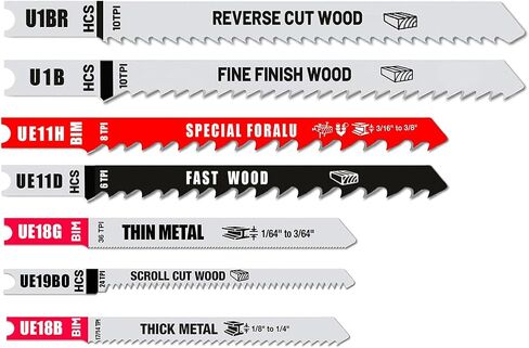 FOXBC 16PCS U-Shank Jig Saw Blade Set for Wood Plastic Metal Cutting, Compatible with Bosch DEWALT SKIL Black and Decker Jigsaw Blades U Shank includes 6T 8T 10T 17T 24T 36T with Case in Kuwait