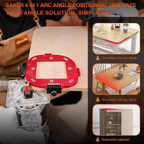 Saker 4 in 1 Arc Angle Positioning Template,Router Templates for Woodworking,Radius Jigs and Templates,Router Jigs Corner Radius,Reusable Positioning Accurately Measure Tool in Saudi Arabia