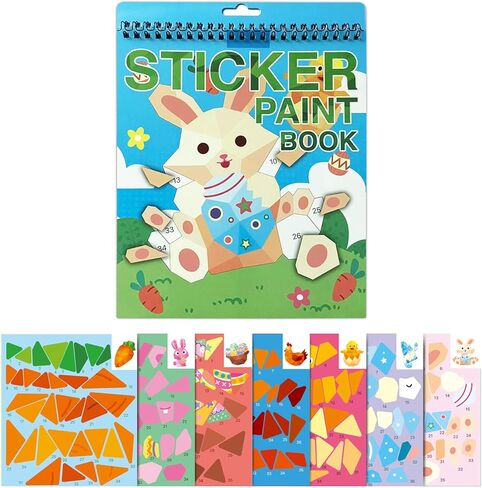 2PCS Crafts for Kids Ages 4-8,8-10 Sticker Paint Number Books Sticker Books for Kids Animal and Ocean Stickers for Kids Birthday Easter Party Favor Road Plane Car Travel Activity (Ocean+Animal) in Kuwait