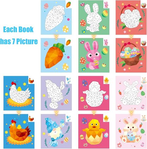 2PCS Crafts for Kids Ages 4-8,8-10 Sticker Paint Number Books Sticker Books for Kids Animal and Ocean Stickers for Kids Birthday Easter Party Favor Road Plane Car Travel Activity (Ocean+Animal) in Kuwait