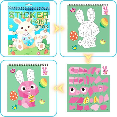 2PCS Crafts for Kids Ages 4-8,8-10 Sticker Paint Number Books Sticker Books for Kids Animal and Ocean Stickers for Kids Birthday Easter Party Favor Road Plane Car Travel Activity (Ocean+Animal) in Kuwait
