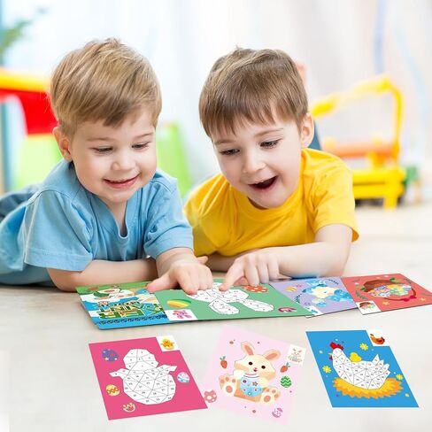 2PCS Crafts for Kids Ages 4-8,8-10 Sticker Paint Number Books Sticker Books for Kids Animal and Ocean Stickers for Kids Birthday Easter Party Favor Road Plane Car Travel Activity (Ocean+Animal) in Kuwait