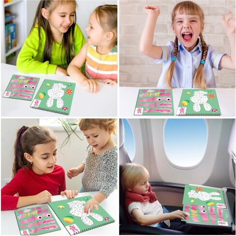 2PCS Crafts for Kids Ages 4-8,8-10 Sticker Paint Number Books Sticker Books for Kids Animal and Ocean Stickers for Kids Birthday Easter Party Favor Road Plane Car Travel Activity (Ocean+Animal) in Kuwait