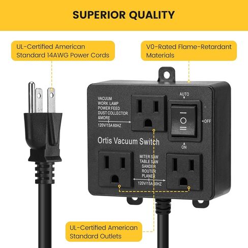 Automatic Vacuum Switch, Ortis Vacuum Switch for More Power Tools, Delay Vacuum On/Off to Prevent Circuit Overload and Tripping, Keep Your Workplace Cleaner, Better for Your Lung in Kuwait