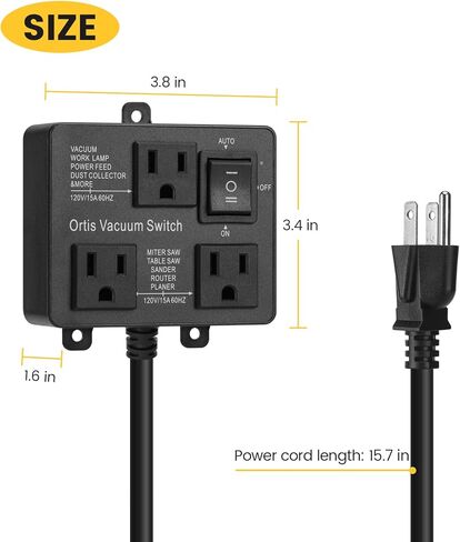 Automatic Vacuum Switch, Ortis Vacuum Switch for More Power Tools, Delay Vacuum On/Off to Prevent Circuit Overload and Tripping, Keep Your Workplace Cleaner, Better for Your Lung in Kuwait