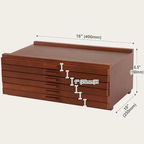 VISWIN 6-Drawer Art Supply Storage Organizer, Beech Wood Artist Storage Box with Removable Dividers, Portable Art Box for Paints, Brushes, Pencils, Pens, Pastels - Walnut in Saudi Arabia