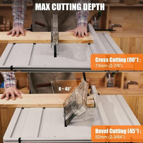 Table Saw, 10In Portable Table Saw 1800W, Cutting Speed Up to 5000RPM, 90°Cross Cut & 0-45°Cutting, Adjustable Blade Height for Woodworking, DIY Working in Saudi Arabia