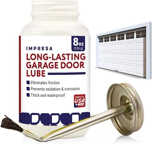 [8oz. Jar] Garage Door Lubricant w/Built-in Applicator Brush - Weatherproof Silicone Grease Garage Door Lubricants - Made in USA Dielectric Grease Garage Door Lube - Garage Door Grease Silicone Paste in Kuwait