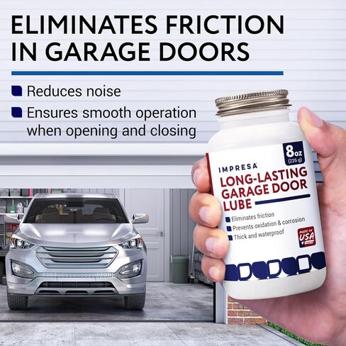 [8oz. Jar] Garage Door Lubricant w/Built-in Applicator Brush - Weatherproof Silicone Grease Garage Door Lubricants - Made in USA Dielectric Grease Garage Door Lube - Garage Door Grease Silicone Paste in Kuwait