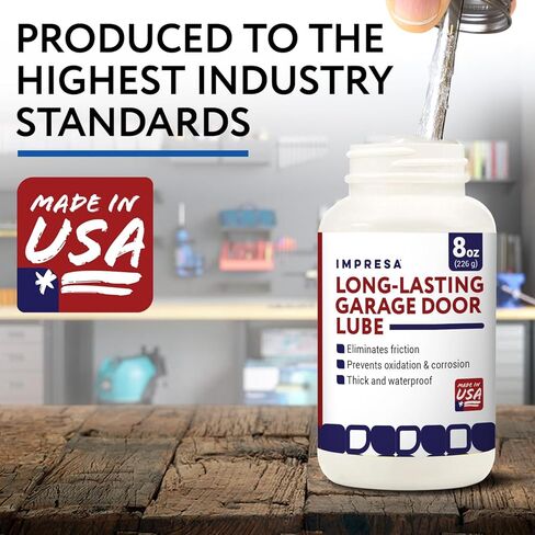 [8oz. Jar] Garage Door Lubricant w/Built-in Applicator Brush - Weatherproof Silicone Grease Garage Door Lubricants - Made in USA Dielectric Grease Garage Door Lube - Garage Door Grease Silicone Paste in Kuwait