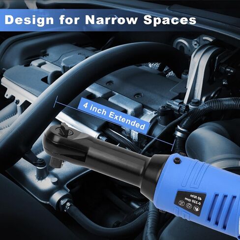 Cordless Electric Ratchet Wrench, 40N.m 12V Power Ratchet Tool Kit with 2 * 2000mAh Lithium-ion Batteries, 1 * Fast Charger, 7 * Sockets, 1 * 1/4 Inch Adaptor, 1 * Extension Bar in Saudi Arabia