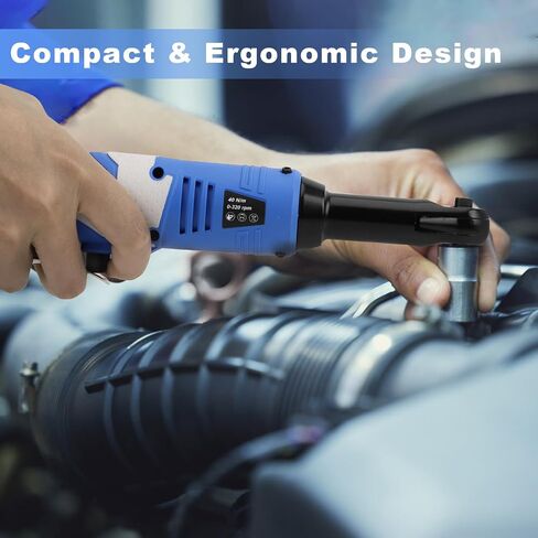 Cordless Electric Ratchet Wrench, 40N.m 12V Power Ratchet Tool Kit with 2 * 2000mAh Lithium-ion Batteries, 1 * Fast Charger, 7 * Sockets, 1 * 1/4 Inch Adaptor, 1 * Extension Bar in Saudi Arabia