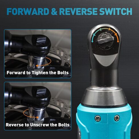 Cordless Electric Ratchet Wrench Set, 3/8" 18V 500 RPM Power Ratchet Kit with 2 Packs 2.0 Ah Batteries, Included 6 Sockets and Charger, Variable Speed & LED Light in Saudi Arabia
