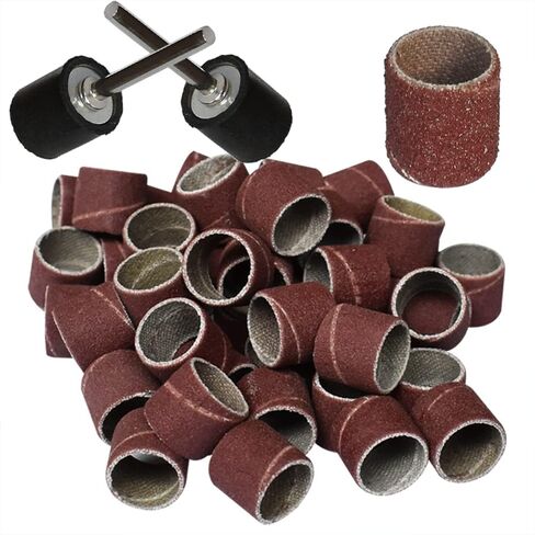 60 قطعة 1/2 "ضياء شريط الرمل الرملي طبل 400 فريك 1/2" ارتفاع ساندر الأكمام الفرقة + 2 مماسك مطاطية للأداة الدوارة in Kuwait