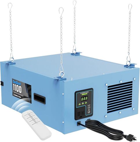 Abestorm 3-Speed Remote-Controlled Air Filtration System, Industrial Hanging Air Filter w/RF Remote for Woodworking, Garage, Workshop, DecDust 1100 in Kuwait