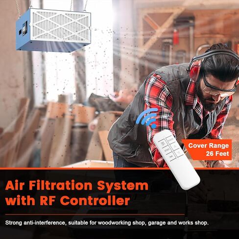 Abestorm 3-Speed Remote-Controlled Air Filtration System, Industrial Hanging Air Filter w/RF Remote for Woodworking, Garage, Workshop, DecDust 1100 in Kuwait