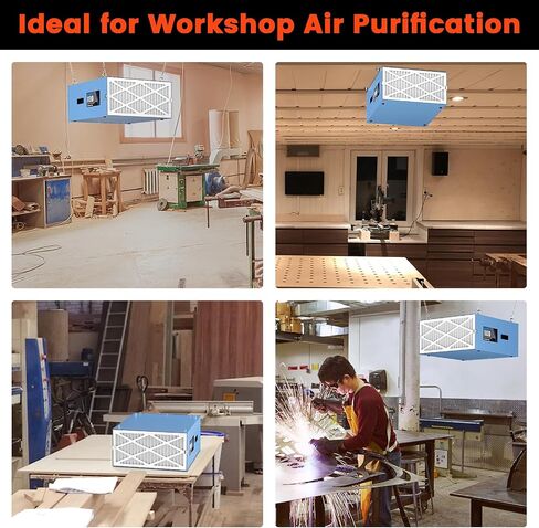 Abestorm 3-Speed Remote-Controlled Air Filtration System, Industrial Hanging Air Filter w/RF Remote for Woodworking, Garage, Workshop, DecDust 1100 in Kuwait