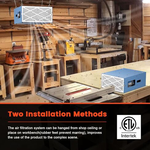 Abestorm 3-Speed Remote-Controlled Air Filtration System, Industrial Hanging Air Filter w/RF Remote for Woodworking, Garage, Workshop, DecDust 1100 in Kuwait