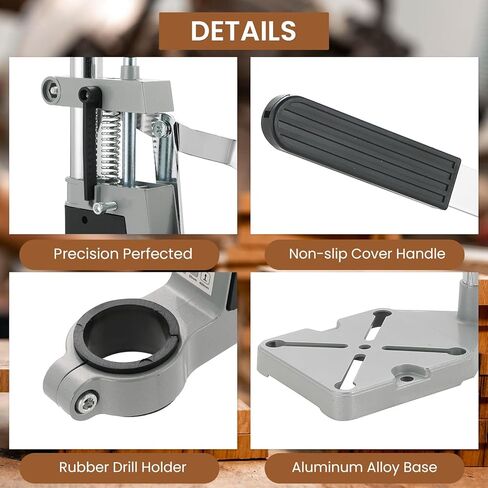 أداة المثقاب بالضغط على حامل المقعد لمحطة عمل الحفر اليدوية | أداة إصلاح طاولة بفتحة واحدة قابلة للتعديل مع قاعدة من الألومنيوم، تصميم إطار ثابت قابل للحمل والدوران in Kuwait
