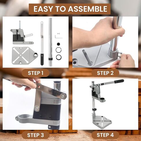 أداة المثقاب بالضغط على حامل المقعد لمحطة عمل الحفر اليدوية | أداة إصلاح طاولة بفتحة واحدة قابلة للتعديل مع قاعدة من الألومنيوم، تصميم إطار ثابت قابل للحمل والدوران in Kuwait