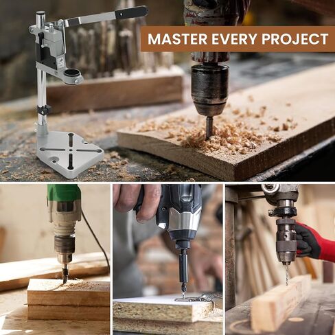 أداة المثقاب بالضغط على حامل المقعد لمحطة عمل الحفر اليدوية | أداة إصلاح طاولة بفتحة واحدة قابلة للتعديل مع قاعدة من الألومنيوم، تصميم إطار ثابت قابل للحمل والدوران in Kuwait