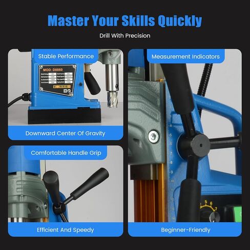 Magnetic Drill Press, 1550W 500 PRM Portable Mag Drill Press, 2922lbf Power, 10-Speed, Electric Heavy Duty Magnetic Drill with 2" Boring Diameter, for Metal Working Industrial Home Improvement in Saudi Arabia