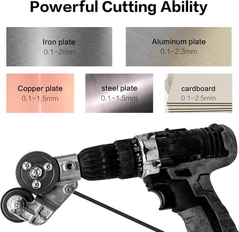 قاطع لوحة مثقاب كهربائي سلس مع نطاقات قطع متعددة، ملحق مثقاب فولاذي مطور مع محول للاستخدام بنفسك، مثالي لقطع صفائح الحديد والفولاذ والنحاس والألومنيوم in Kuwait