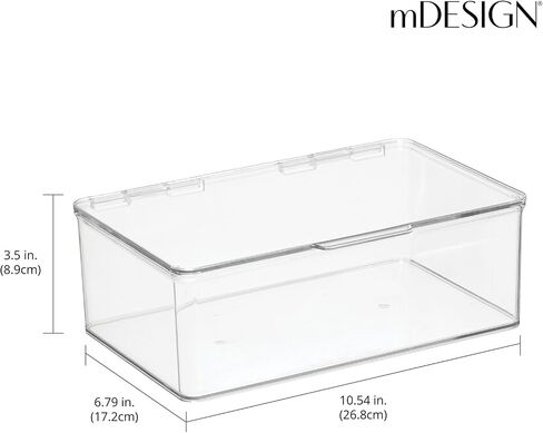 mDesign Plastic Craft Room Stackable Storage Organizer Box Containers with Hinged Lid for Thread, Beads, Ribbon, Glitter, Clay, Sewing, Crochet, Stamps, Scissors, Ligne Collection - 4 Pack - Clear in Saudi Arabia