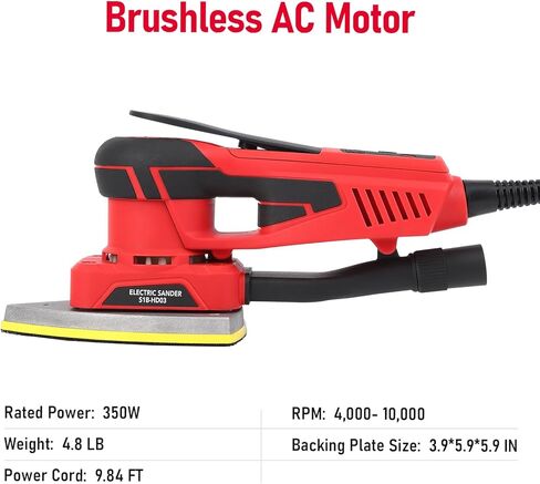 آلة صنفرة 350 وات، ماكينة صنفرة تفاصيل كهربائية، مع 12 ورق صنفرة، 10000 دورة في الدقيقة، لأعمال الخشب والتلميع والنجارة، ماكينة سنفرة ماوس بمحرك بدون فرش in Kuwait