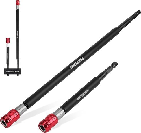 Magnetic Screwdriver Bit Holder Set: 2-Piece 1/4 Inch Hex Shank Quick Release Extension Adapter | Super Straight Durable CR-V Steel | Universal Fit for Impact Driver Bits | 6", 12" Long in Saudi Arabia