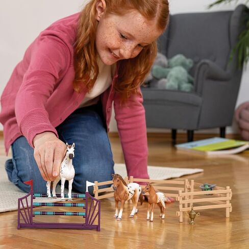 Schleich Horse Club, 11-Piece Playset, Horse Toys for Girls and Boys 5-12 years old Lisa’s Tournament Training with Appaloosas in Saudi Arabia