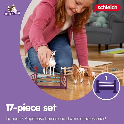 Schleich Horse Club, 11-Piece Playset, Horse Toys for Girls and Boys 5-12 years old Lisa’s Tournament Training with Appaloosas in Saudi Arabia