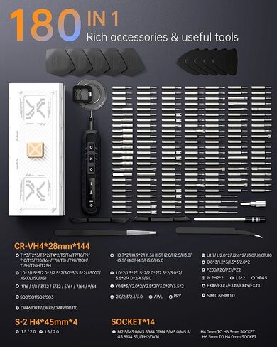Electric Screwdriver Kit, 180 in 1 Mini Precision Screwdriver Set with 162 Magnetic Bits, 3 Torque Settings, 3.7V Cordless Power Screwdriver Repair Tool for Phone Camera Laptop Watch in Saudi Arabia