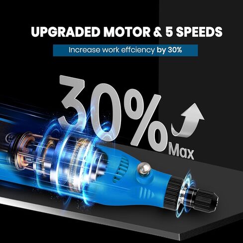 أداة دوارة لاسلكية صغيرة من هارديل، مجموعة أدوات دوارة 3.7 فولت مع 43 ملحقًا، أداة دوارة كهربائية متعددة الأغراض، 5 سرعات وشحن من النوع C لمشروع DIY، الصنفرة، النقش، الطحن، التلميع in Kuwait