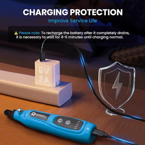 أداة دوارة لاسلكية صغيرة من هارديل، مجموعة أدوات دوارة 3.7 فولت مع 43 ملحقًا، أداة دوارة كهربائية متعددة الأغراض، 5 سرعات وشحن من النوع C لمشروع DIY، الصنفرة، النقش، الطحن، التلميع in Kuwait