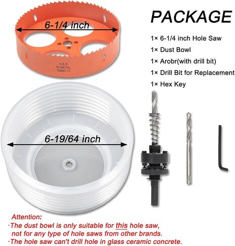 6 Hole Saw for Recessed Lights, 6 Inch Hole Cutter with Dust Bowl Catcher for Led Recessed Lighting 6 Inch and Wood Metal Drywall, Bi-Metal Construction in Saudi Arabia