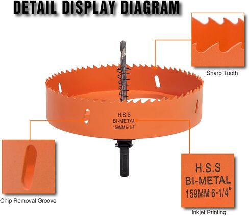 6 Hole Saw for Recessed Lights, 6 Inch Hole Cutter with Dust Bowl Catcher for Led Recessed Lighting 6 Inch and Wood Metal Drywall, Bi-Metal Construction in Saudi Arabia